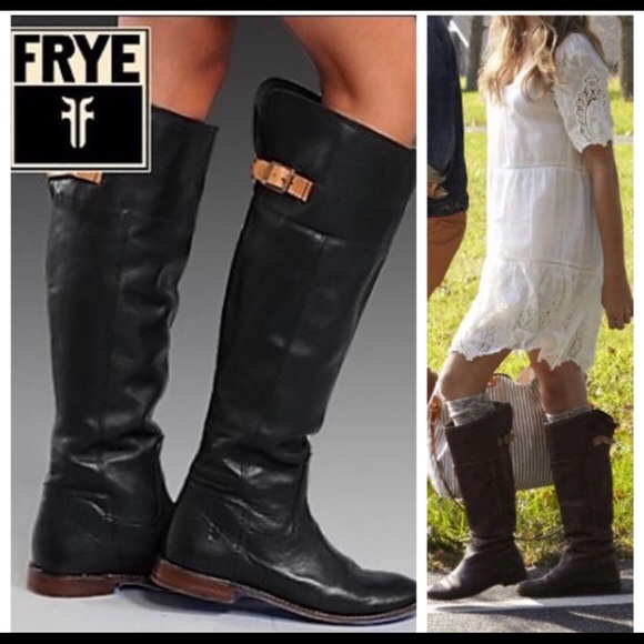 Frye Shoes - Frye Paige tall cuff leather boot w/buckles